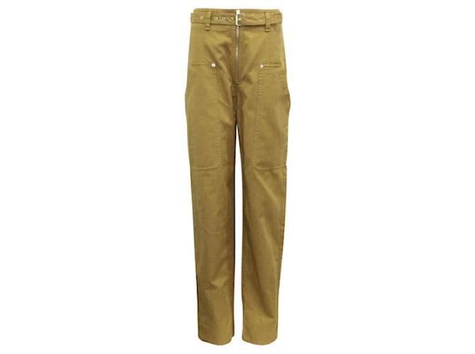 Isabel Marant Etoile Khaki high waisteded Pants Cotton Linen  ref.1286100