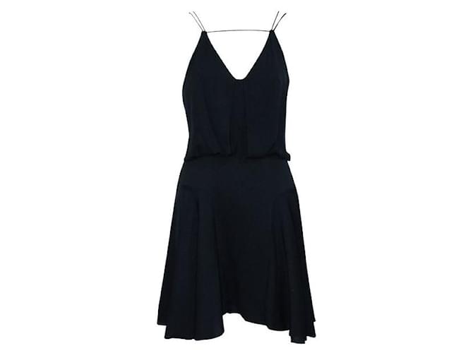 Autre Marque Contemporary Designer Black Dress With Spaghetti Shoulder Straps Suede Silk  ref.1286112