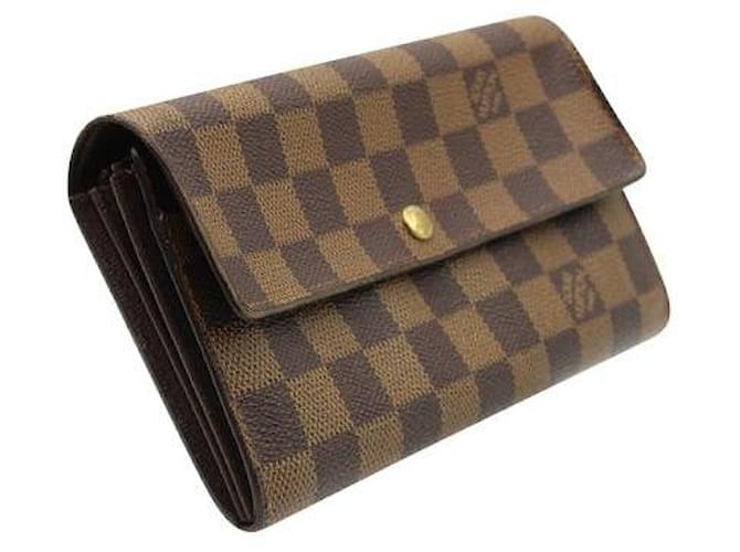 Louis Vuitton Damier Ebene Sarah Wallet Brown Leather Cloth  ref.1286123