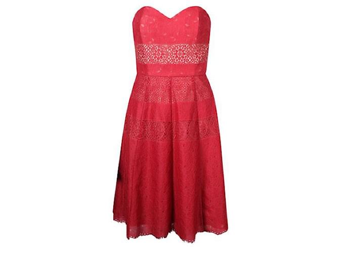 Autre Marque Zeitgenössisches rotes Designerkleid Baumwolle Nylon  ref.1286141
