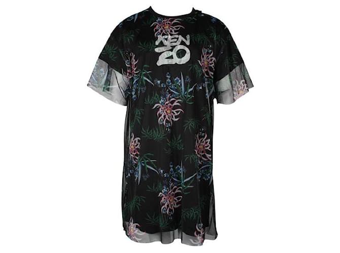 Kenzo Mesh-T-Shirt-Kleid Schwarz Baumwolle  ref.1286145