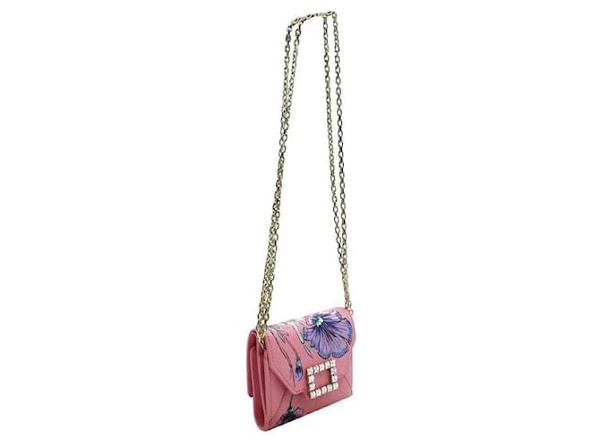 Portefeuille Compact Rose Roger Vivier/ Mini sac à bandoulière en chaîne Cuir  ref.1286146
