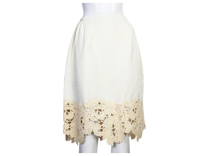 OSCAR DE LA RENTA Skirt With Straw Embellishment Cotton Linen  ref.1286168