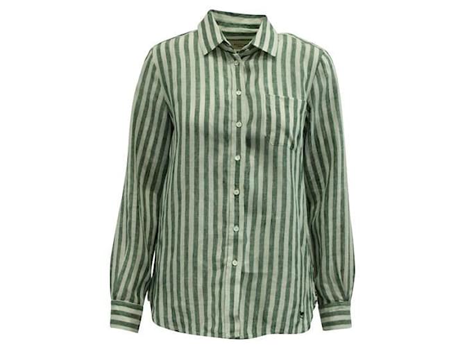Autre Marque CONTEMPORARY DESIGNER Green Striped Linen Shirt  ref.1286170