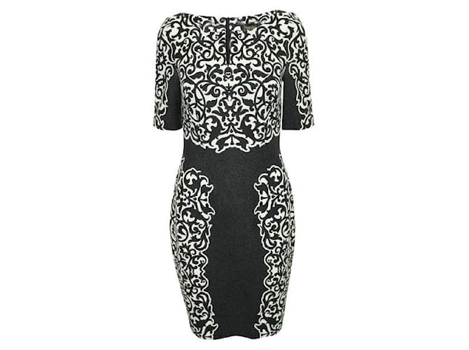 Autre Marque CONTEMPORARY DESIGNER Black and White Print Dress Polyester Rayon  ref.1286173