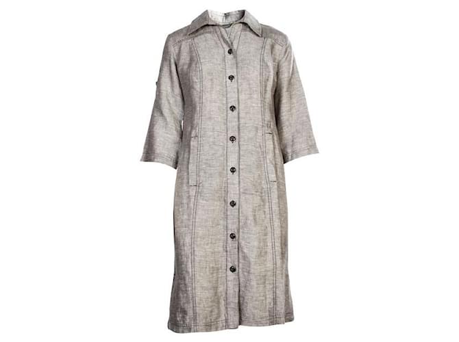 Autre Marque ZEITGENÖSSISCHES DESIGNER-Kleid aus grauem Leinen  ref.1286176