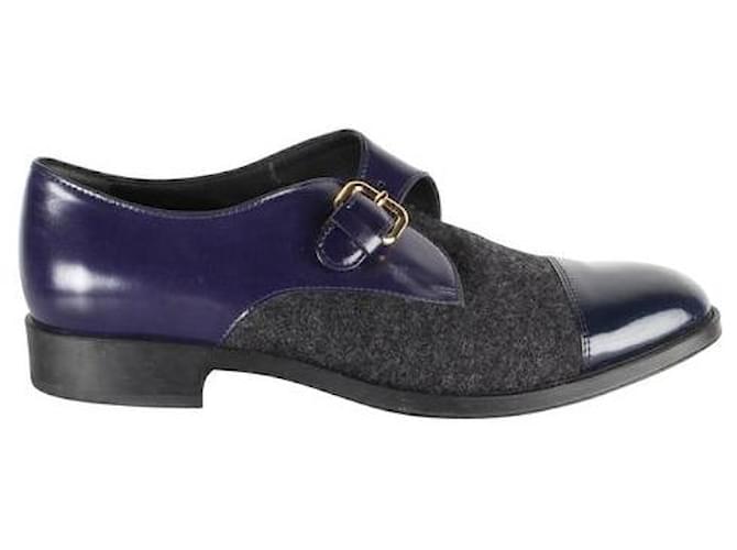 TOD'S Navy Felt and Leather Monk strap Navy blue  ref.1286201