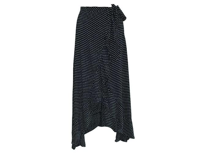 Reformation Polka Dot Wrap Skirt Black Cotton  ref.1286217