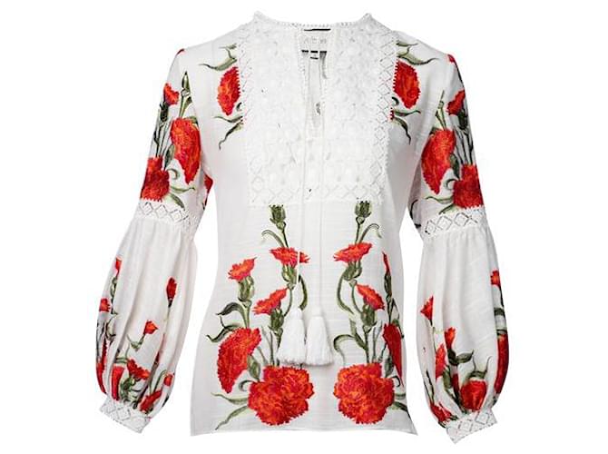 ALEXIS  Rose Embroidered Tunic Cotton Polyester Linen  ref.1286230
