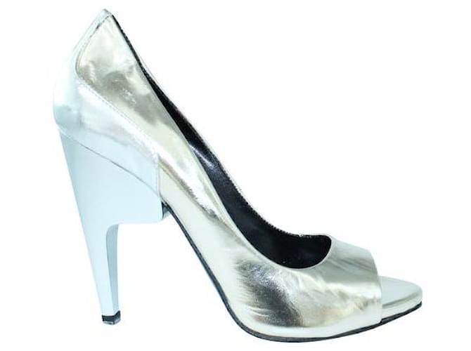 PIERRE HARDY Gold and Silver Heels Golden Leather  ref.1286254
