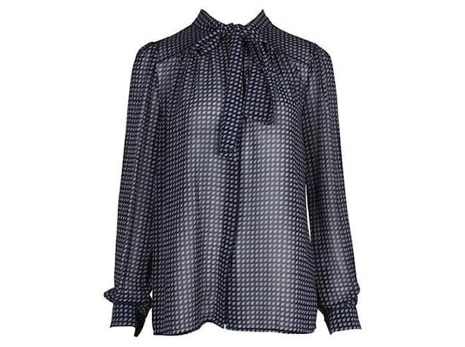 Michael Michael Kors Blue Sheer Shirt with Front Tie Polyester  ref.1286265