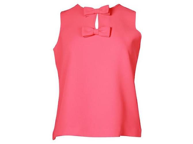 Kate Spade Fluro Pink Sleeveless Top with Front Bows Polyester  ref.1286289