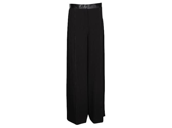 Elizabeth And James Wide Leg Black Pants with Shiny Belt Polyester Acetate  ref.1286296