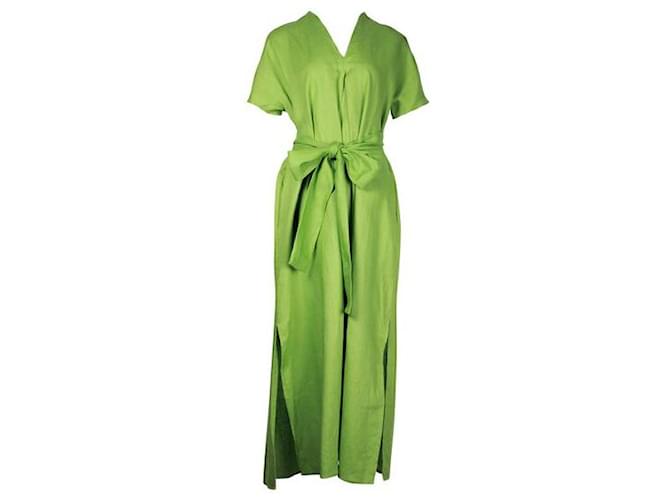 Autre Marque LISA MARIE FERNANDEZ A-Linien-Kleid aus grasgrünem Leinen  ref.1286302