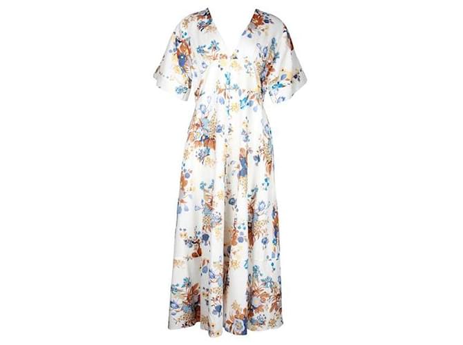 Erdem Vanessa Short Sleeve Linen Midi Dress With Buttons Cotton  ref.1286306