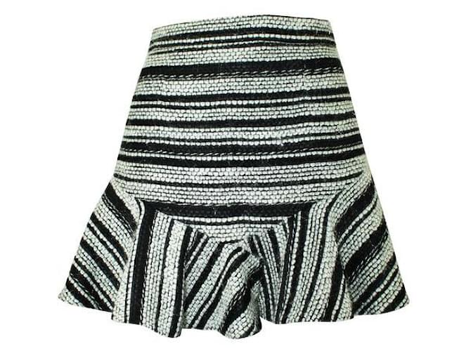 Autre Marque DISEÑADOR CONTEMPORÁNEO Minifalda de tweed en blanco y negro Algodón Poliéster Viscosa  ref.1286344