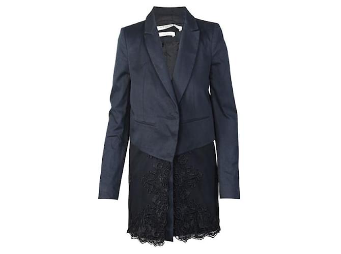 GIVENCHY Long Blazer Lace Coat Black Cotton  ref.1286345
