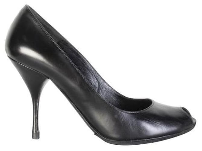 Zapatos de tacón peeptoe negros de PRADA Cuero  ref.1286356