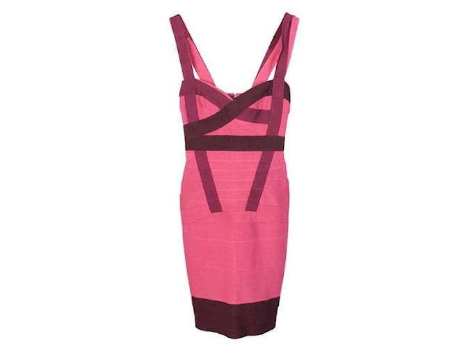 HERVE LEGER Pink Shades Bandage Dress Rayon  ref.1286365