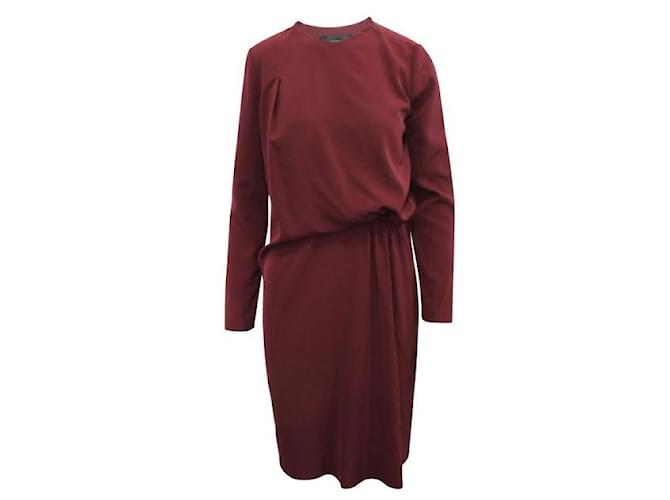 Autre Marque ZEITGENÖSSISCHES DESIGNER-Kleid mit Drapierungseffekt Bordeaux Polyester  ref.1286384