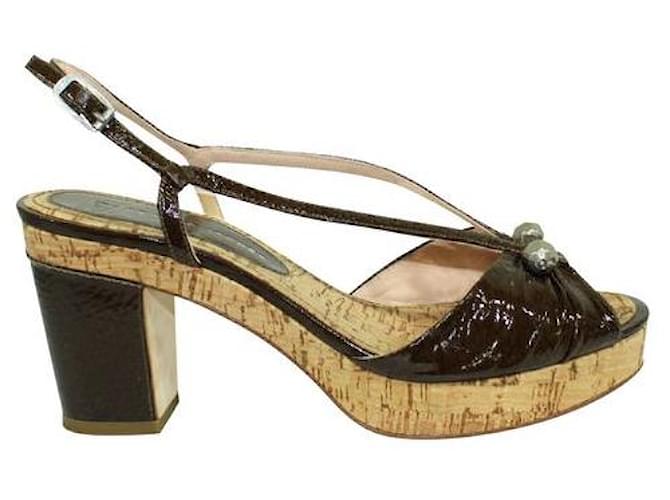 Autre Marque ZEITGENÖSSISCHE DESIGNER Braune Sandalen Leder  ref.1286405