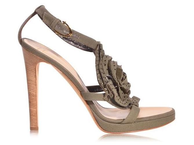 GIUSEPPE ZANOTTI Sandals With Flowers And Strass Green  ref.1286412