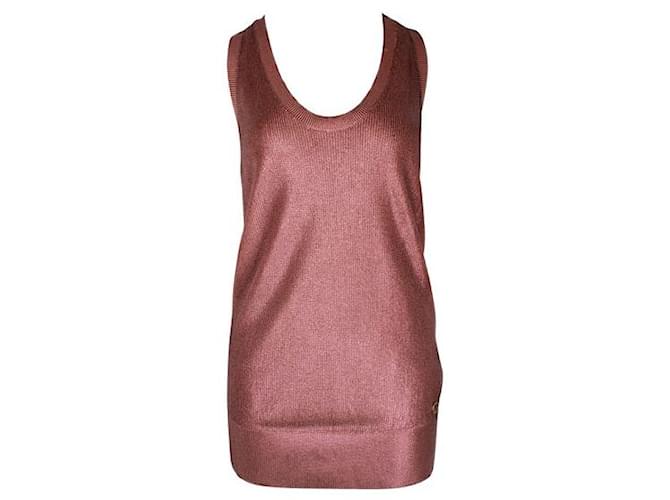 Top Gucci in maglia metallizzata rosa e beige Viscosa  ref.1286427