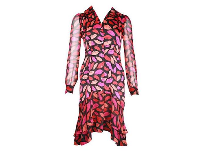 Diane Von Furstenberg Multicoloured Marnie Midnight Kiss Shirt Dress Multiple colors Suede Silk  ref.1286431