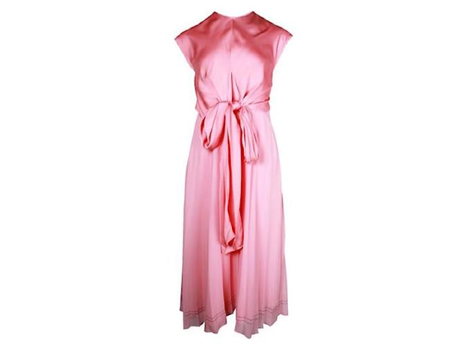 Vestido largo plisado rosa Sandro Viscosa  ref.1286436