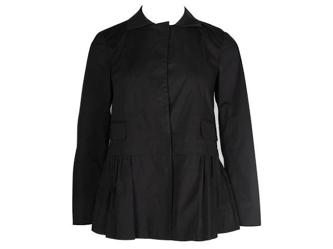 Autre Marque Contemporary Designer Black Long Sleeve Shirt with Pleated Detail Cotton Elastane  ref.1286442