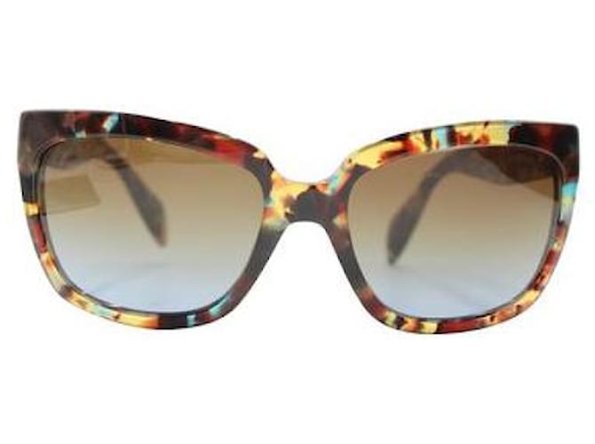 Óculos de sol tartaruga marrom e azul Prada Acetato  ref.1286448