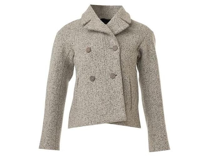 Autre Marque lined Breasted Pea Coat Grey Silk Polyamide Mohair  ref.1286451