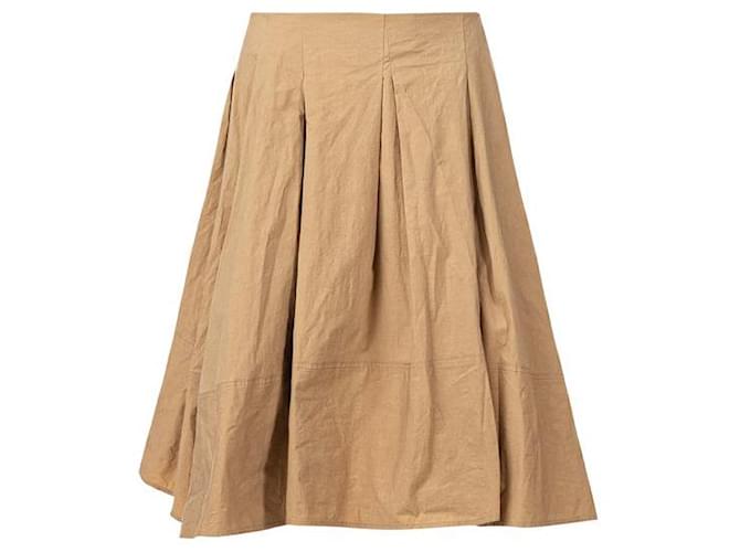 Donna Karan Ruched Accented Bubble Skirt Khaki Cotton Linen  ref.1286462