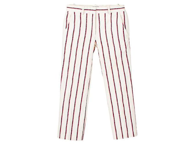 Isabel Marant Etoile Striped Straight Leg Pants White Cotton Elastane  ref.1286466
