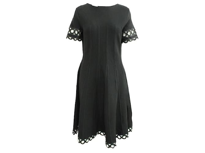 Oscar De La Renta – Klassisches kleines schwarzes Kleid mit Stickerei Polyester Viskose  ref.1286470