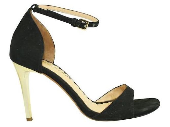 Mulberry Elegant Black Brocade Heels Leather  ref.1286486