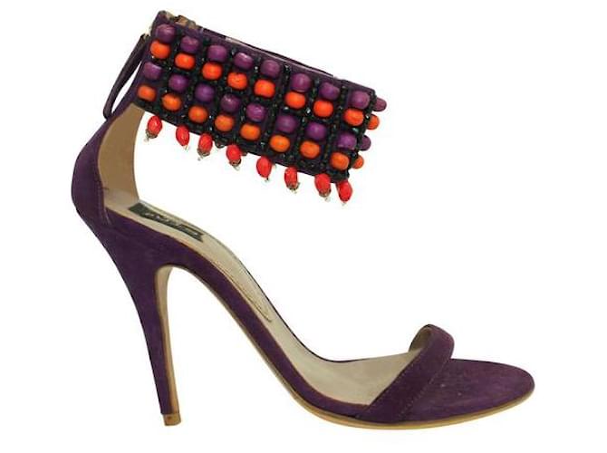 Etro Elegant Purple Heels With Embellishments Suede Leather  ref.1286487