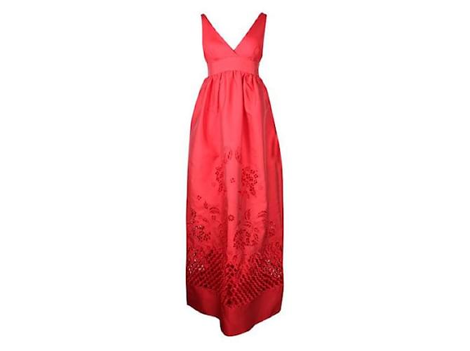 Temperley London Red Halter Neck Long Dress  ref.1286498