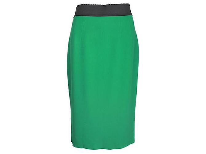 DOLCE & GABBANA Green Pencil Skirt with Scallop Band Viscose  ref.1286501