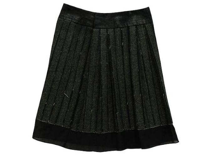 Autre Marque CONTEMPORARY DESIGNER Dark Grey Woolen Pleated Skirt  ref.1286504