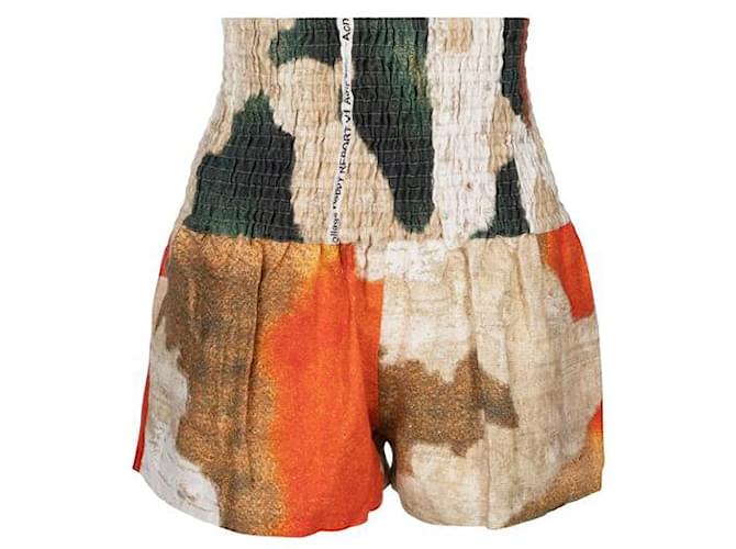 Acne Studios Pantalones cortos de lino con estampado de pared Natural Supreme de Acne Studios Multicolor  ref.1286507
