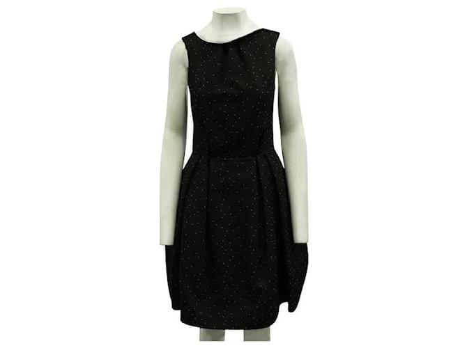 Autre Marque ZEITGENÖSSISCHES DESIGNER Schwarzes Kleid mit weißen Punkten Polyester  ref.1286513