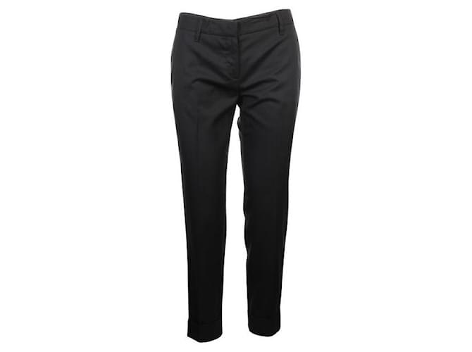 PRADA Black Skinny Trousers Silk Wool  ref.1286530