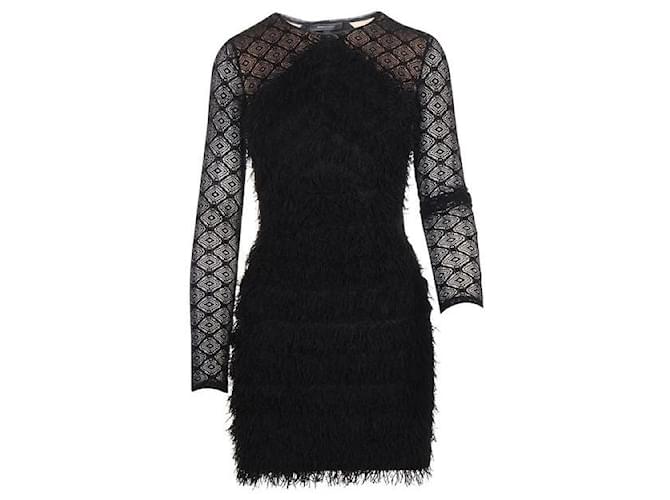 Autre Marque CONTEMPORARY DESIGNER Black Laced Dress Suede Polyester Nylon Rayon  ref.1286548