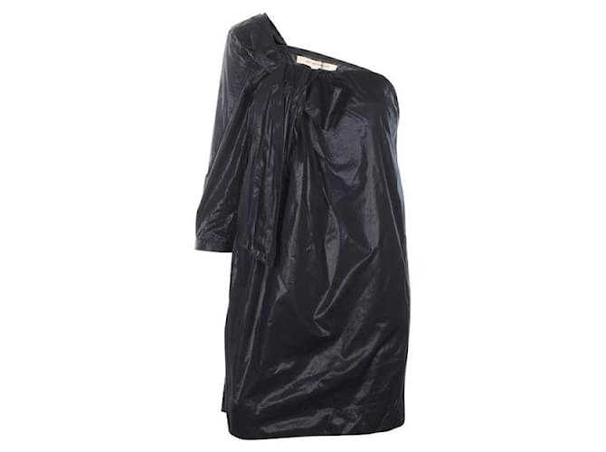 Autre Marque ZEITGENÖSSISCHES DESIGNER-Kleid mit einer Schulter Schwarz Baumwolle Nylon  ref.1286553