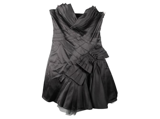 Autre Marque CONTEMPORARY DESIGNER Black Cocktail Satin Dress Polyester Elastane  ref.1286555