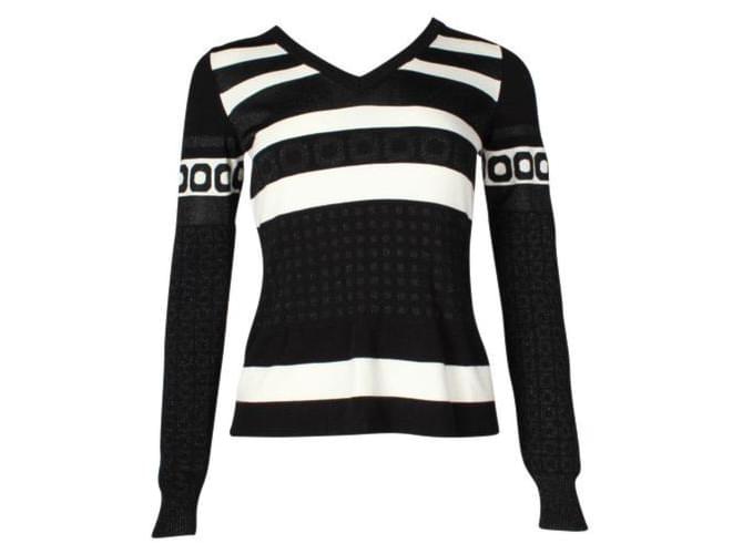 Moschino Black and White Striped Blouse Polyester Polyamide  ref.1286566