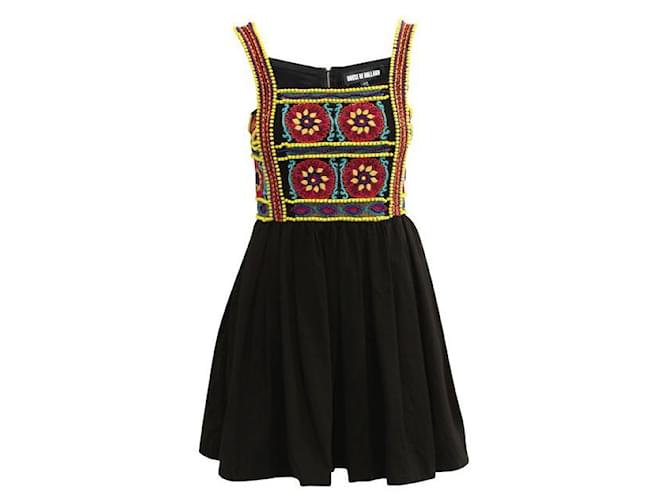 Autre Marque ZEITGENÖSSISCHES DESIGNER-Kleid mit Stickerei Mehrfarben Baumwolle  ref.1286569