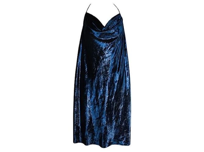 Autre Marque Contemporary Designer Halston Heritage Blue Shimmery Backless Dress Polyester  ref.1286570