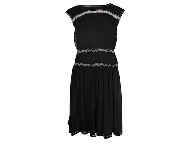 Prada Vestido preto sem mangas com detalhe de costura branca Viscose Acetato  ref.1286571